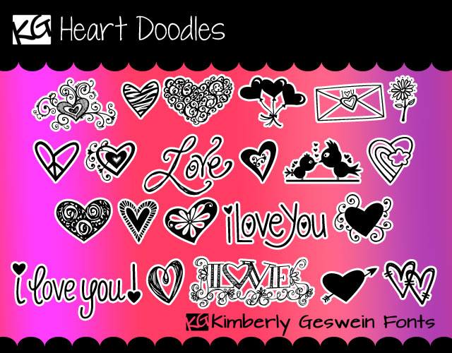 KG Heart Doodles字体 1