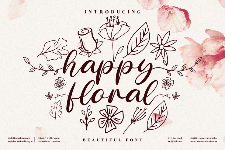 happy floral字体 8