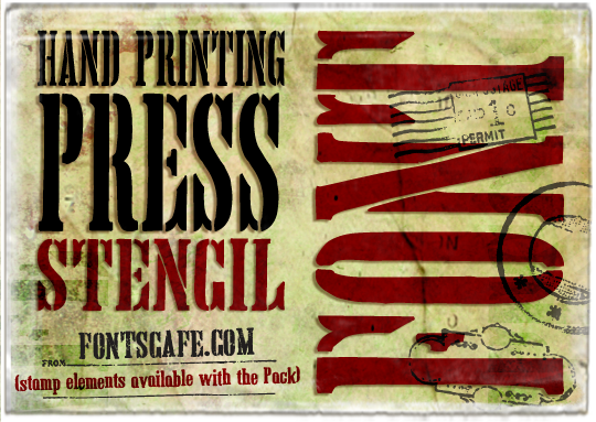 Hand Printing Press Stencil字体 1