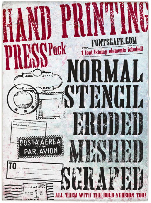 Hand Printing Press Stencil字体 2