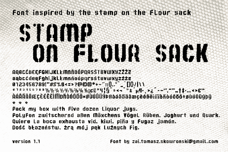Stamp On Flour Sack字体 1