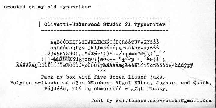 Olivetti-Underwood Studio 21 Typewriter字体 1