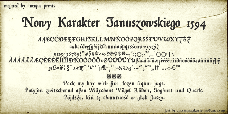 Nowy Karakter Januszowskiego 1594字体 1