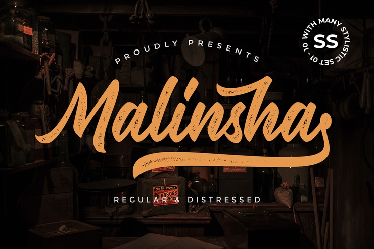 Malinsha Distressed字体 3
