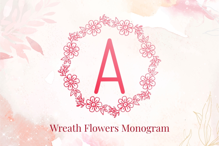 Wreath Flowers Monogram字体 1