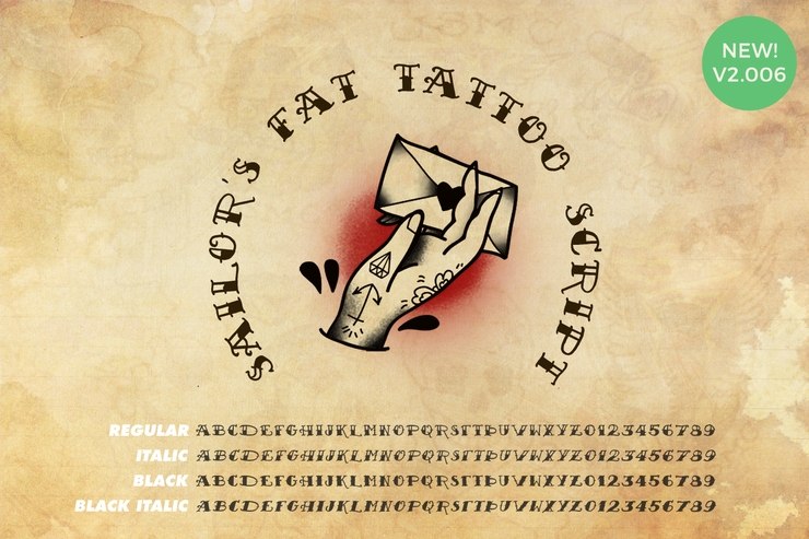 Sailor's Fat Tattoo Script字体 10