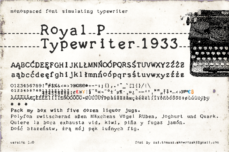 Royal P Typewriter 1933字体 1