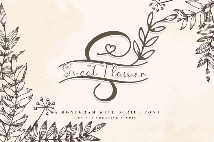 Sweet Flower Monogram字体 8