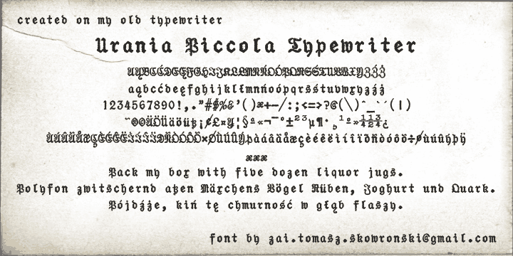 Urania Piccola Typewriter字体 1