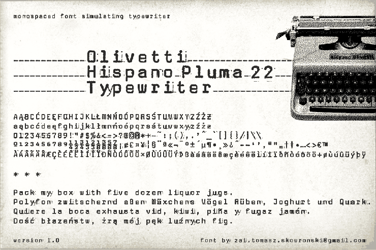 Olivetti Hispano Pluma 22 Typewriter字体 1