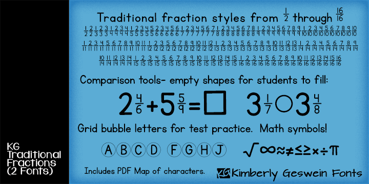 KG Traditional Fractions字体 2