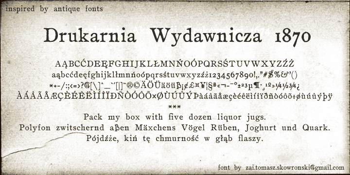 Drukarnia Wydawnicza 1870字体 1