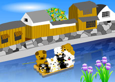 小狗划船flash动物动画素材