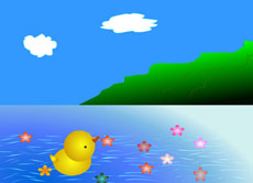 小鸭子海里游泳flash动画