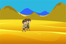 沙漠里走路的男孩flash动画
