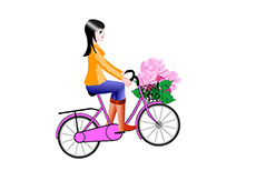 女孩带着鲜花骑车flash动画