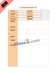 个人简历模板免费表格下载