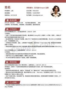 亚马逊Amazon运营个人简历模板