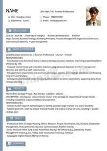 简洁外企英文通用个人简历模板