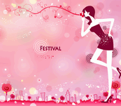 女性背景花纹矢量图