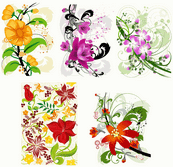 5款手绘花朵花纹矢量图