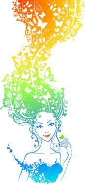 美女缤纷发型矢量图下载