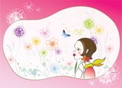 时尚潮流花纹美女矢量图下载