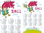 2011手绘卡通年历矢量图