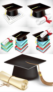 学士帽书本矢量素材