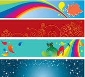 卡通图案横幅矢量图