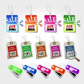 超市销售打折吊卡矢量素材