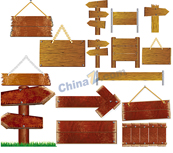 木质指示标牌矢量素材