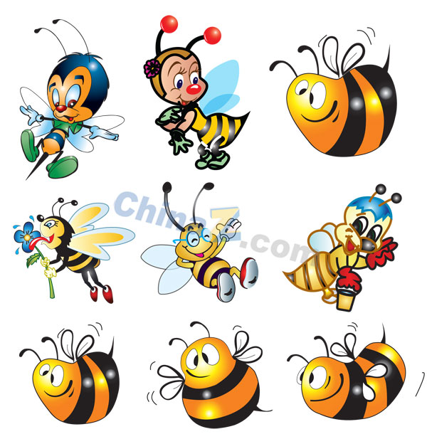 可爱卡通蜜蜂矢量素材矢量下载
