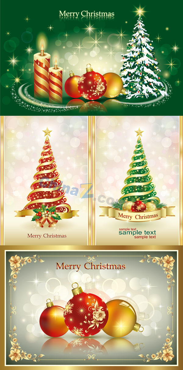 圣诞树新年卡片矢量模板矢量下载
