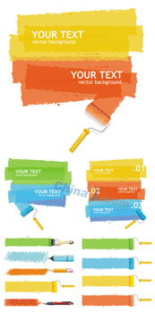 炫彩油漆刷矢量模板素材