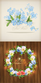 情人节花卉卡片设计矢量素材