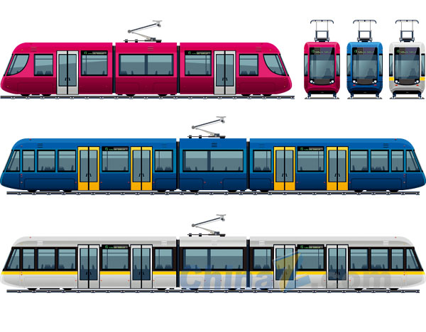 地铁有轨电车矢量素材 站长素材
