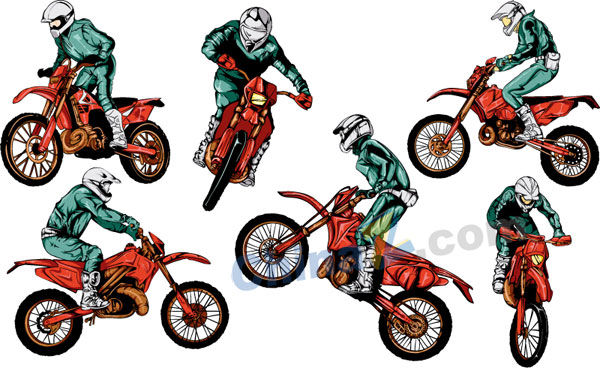 越野摩托车运动人物素材矢量下载