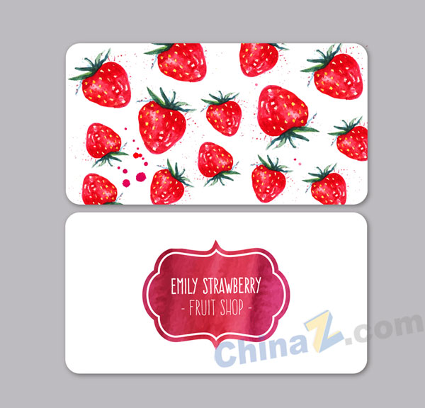 草莓水果店卡片矢量设计矢量下载