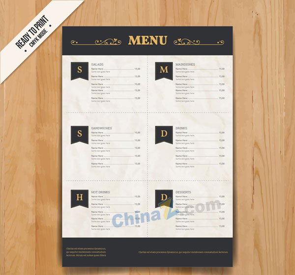 金色花纹餐厅菜单矢量素材矢量下载