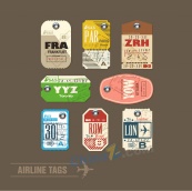 航空行李标签矢量设计
