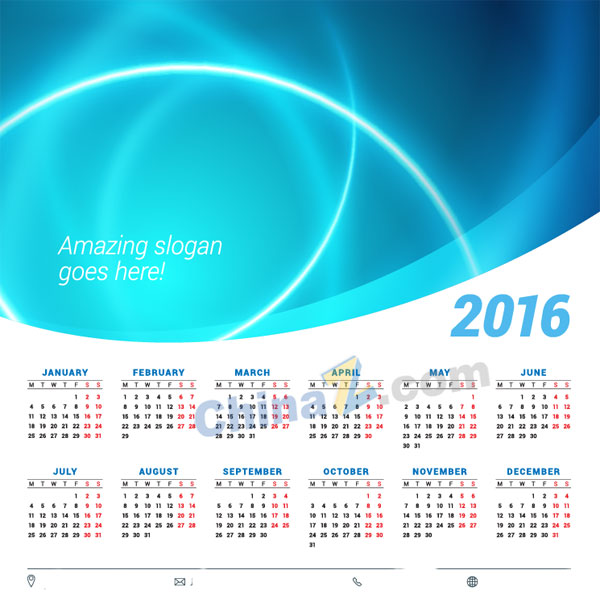 2016年日历模板设计矢量矢量下载