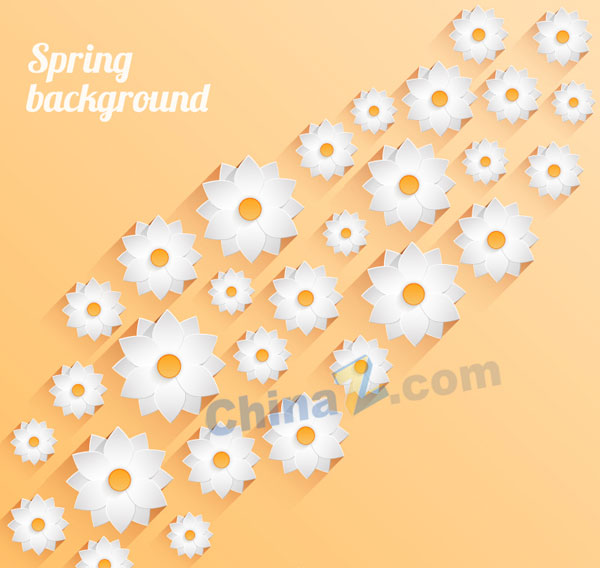 春天白色花卉背景矢量素材矢量下载