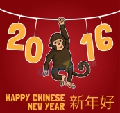 2016年猴年快乐贺卡矢量图
