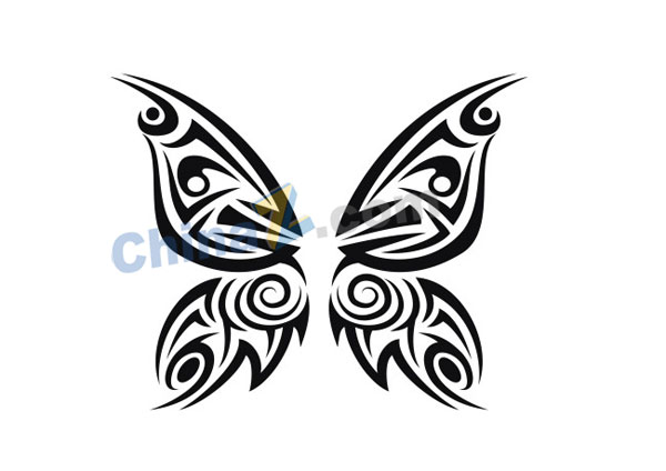 个性纹身蝴蝶图案矢量下载