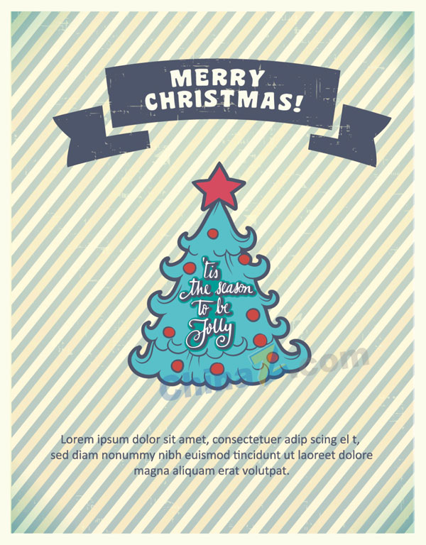 圣诞树插画海报矢量图矢量下载