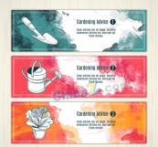 水彩绘园艺元素banner矢量素材