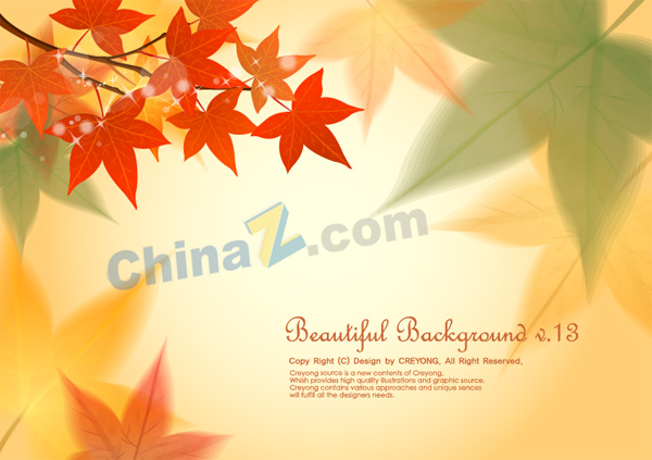 秋季精美枫叶背景图设计矢量下载