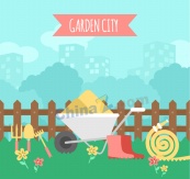 创意花园城市插画矢量素材