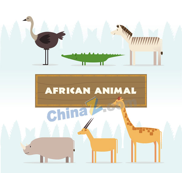 创意非洲动物侧面矢量素材矢量下载